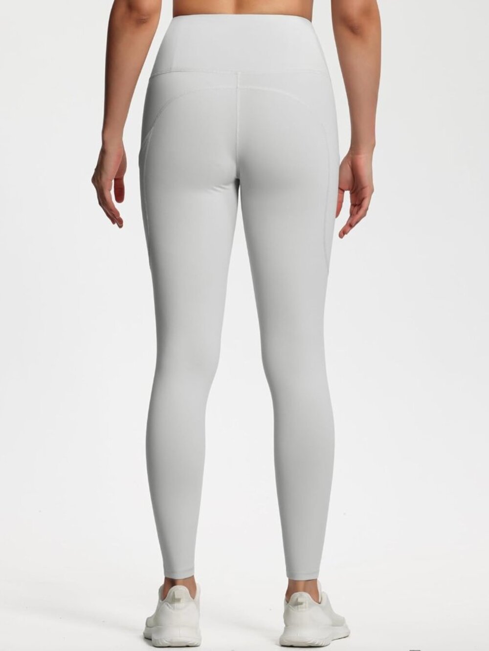 Women's Bright Grey Thick High Waist Tummy Control Workout Yoga Leggings - Picture 4 of 7
